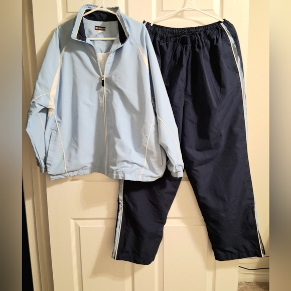 Wilson Pants - Wilson 2 Piece Tracksuit 16-18W Blue And White Lined Pockets In Both